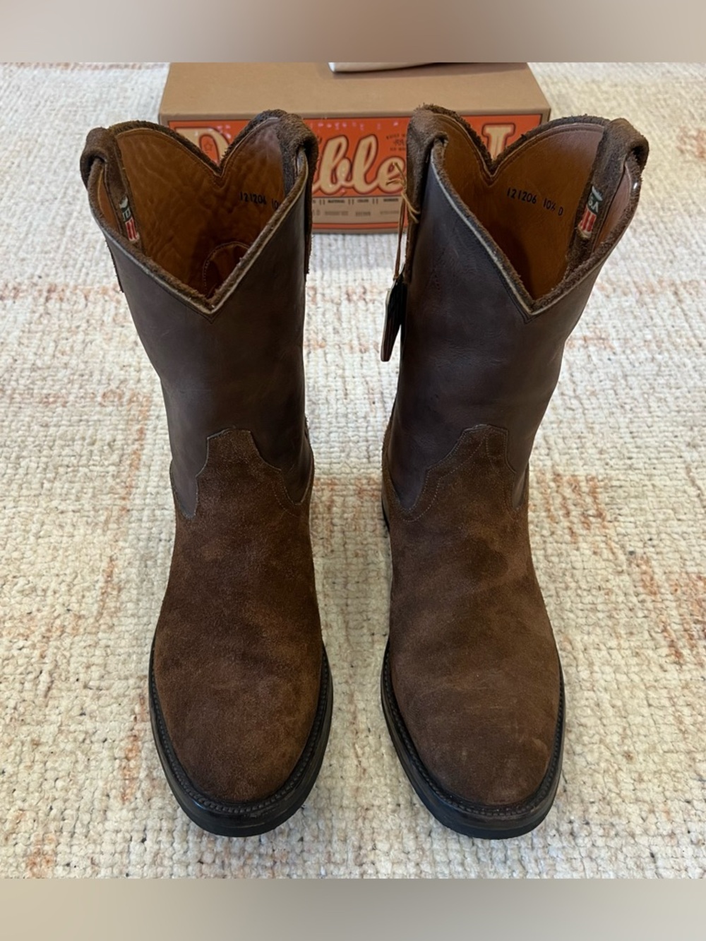 Ralph Lauren Double RL Roughout Brown Suede & Leather Western Boot - Picture 13 of 15